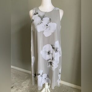 Calvin Klein Gray Floral Midi Dress